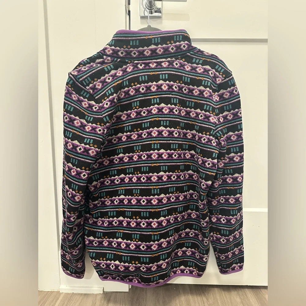 VINTAGE L.L. Bean Multicolor Patterned Fleece Quarter Snap